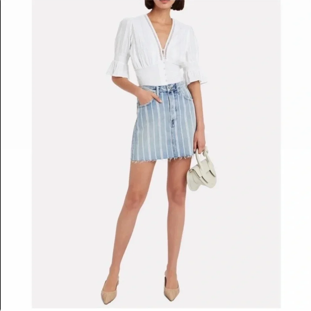 Boyish Denim Mini Skirt Blue Stripe Corey made me criminal Raw Edge High Rise.